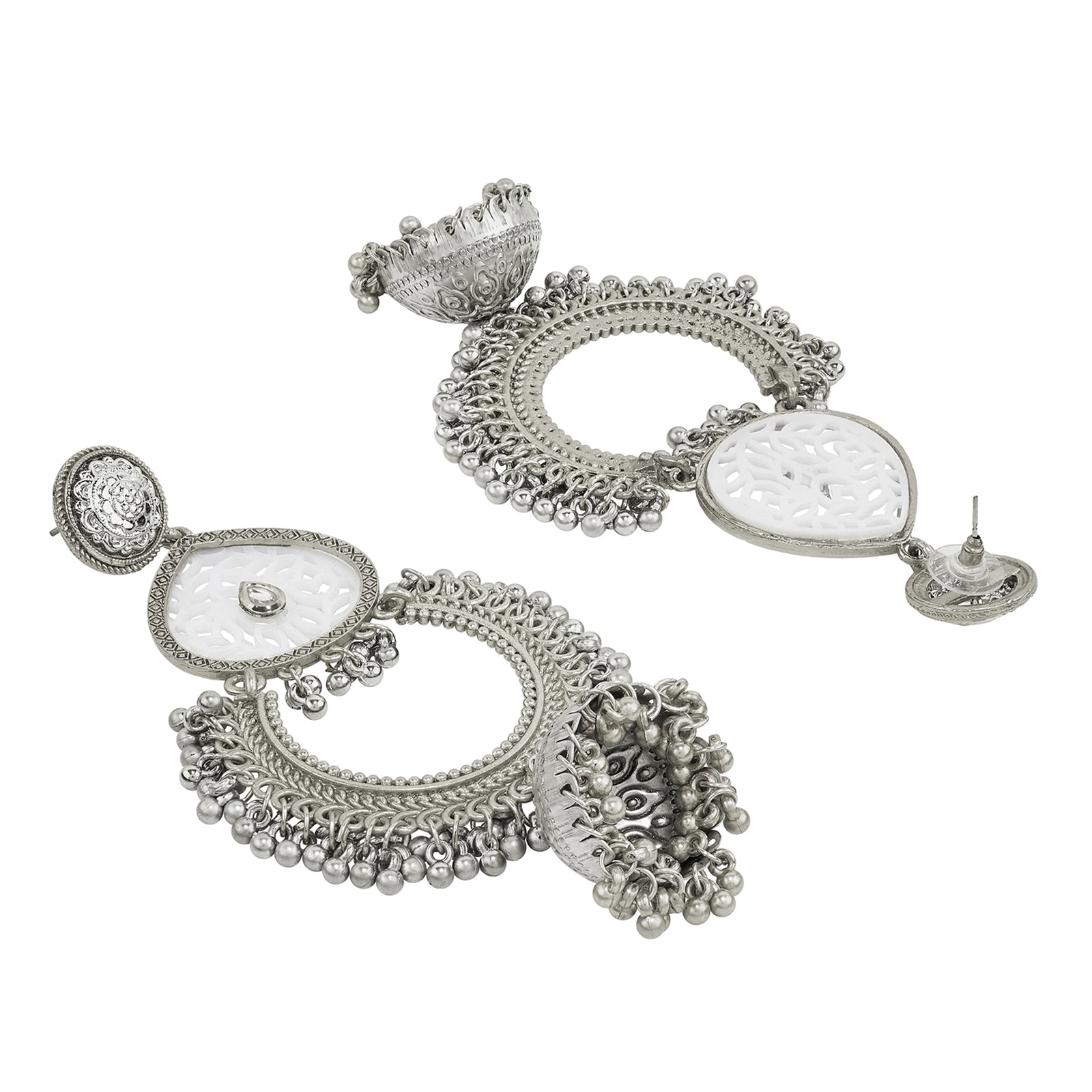Teejh Oro Silver Ghungroo Chandbali