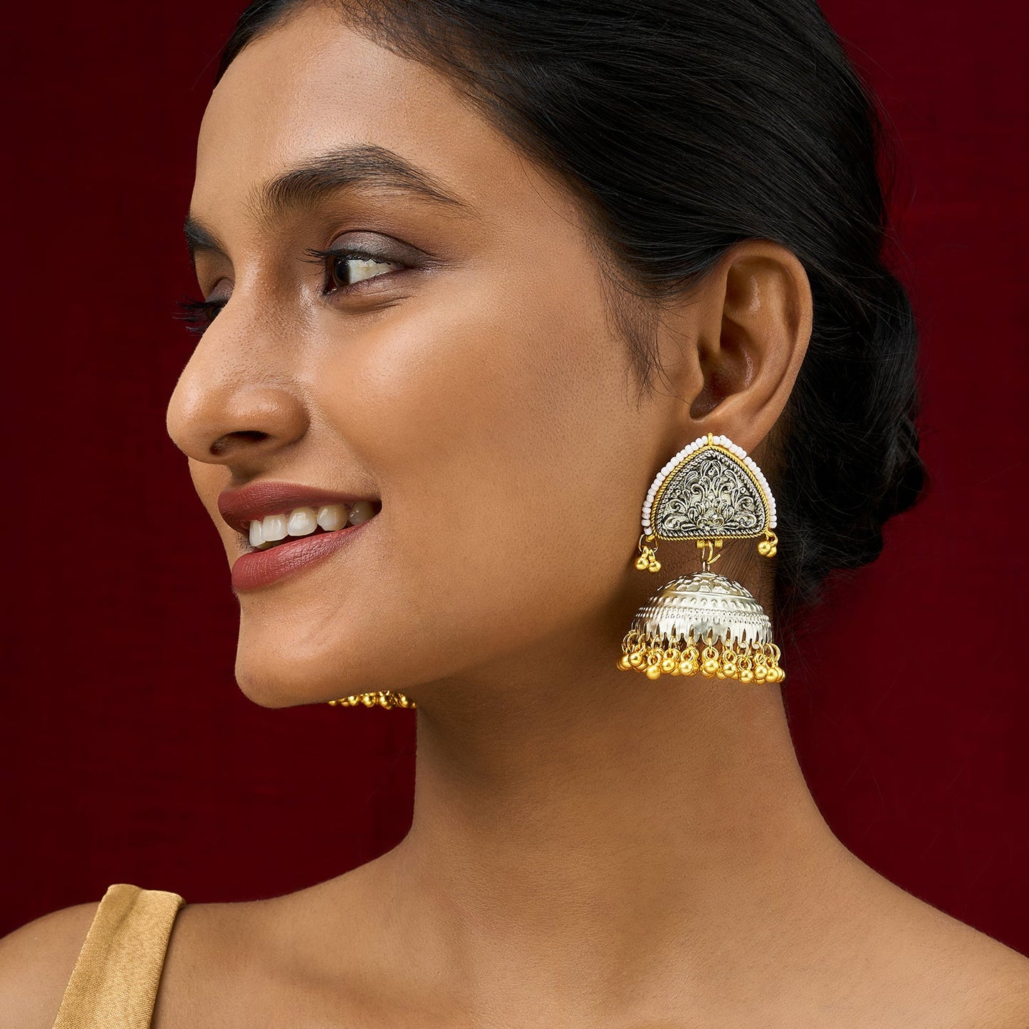 Teejh Noorva Dual Tone  Ghungroo Jhumkas