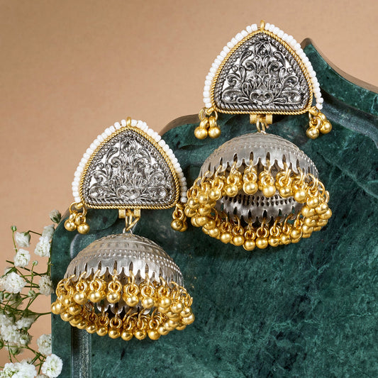 Teejh Noorva Dual Tone  Ghungroo Jhumkas