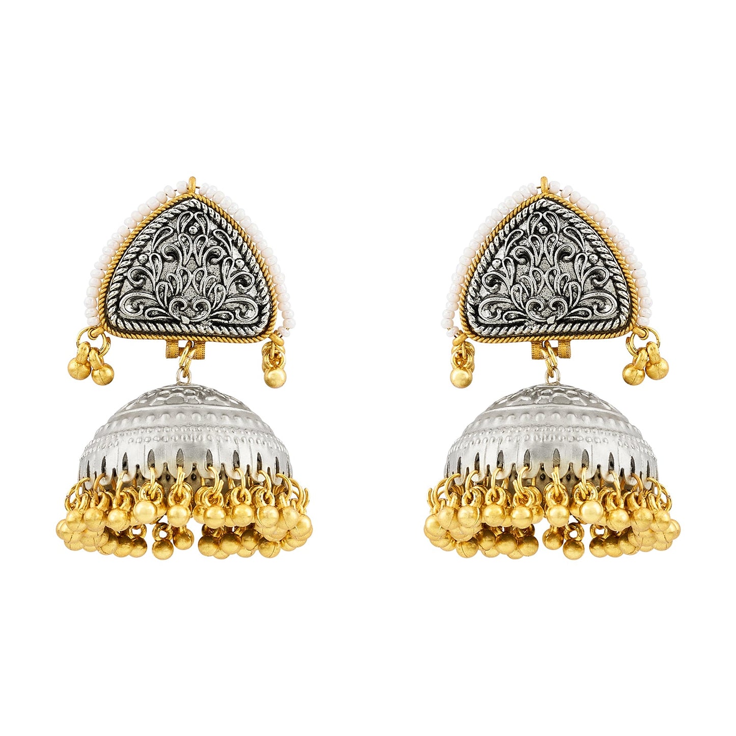 Teejh Noorva Dual Tone  Ghungroo Jhumkas