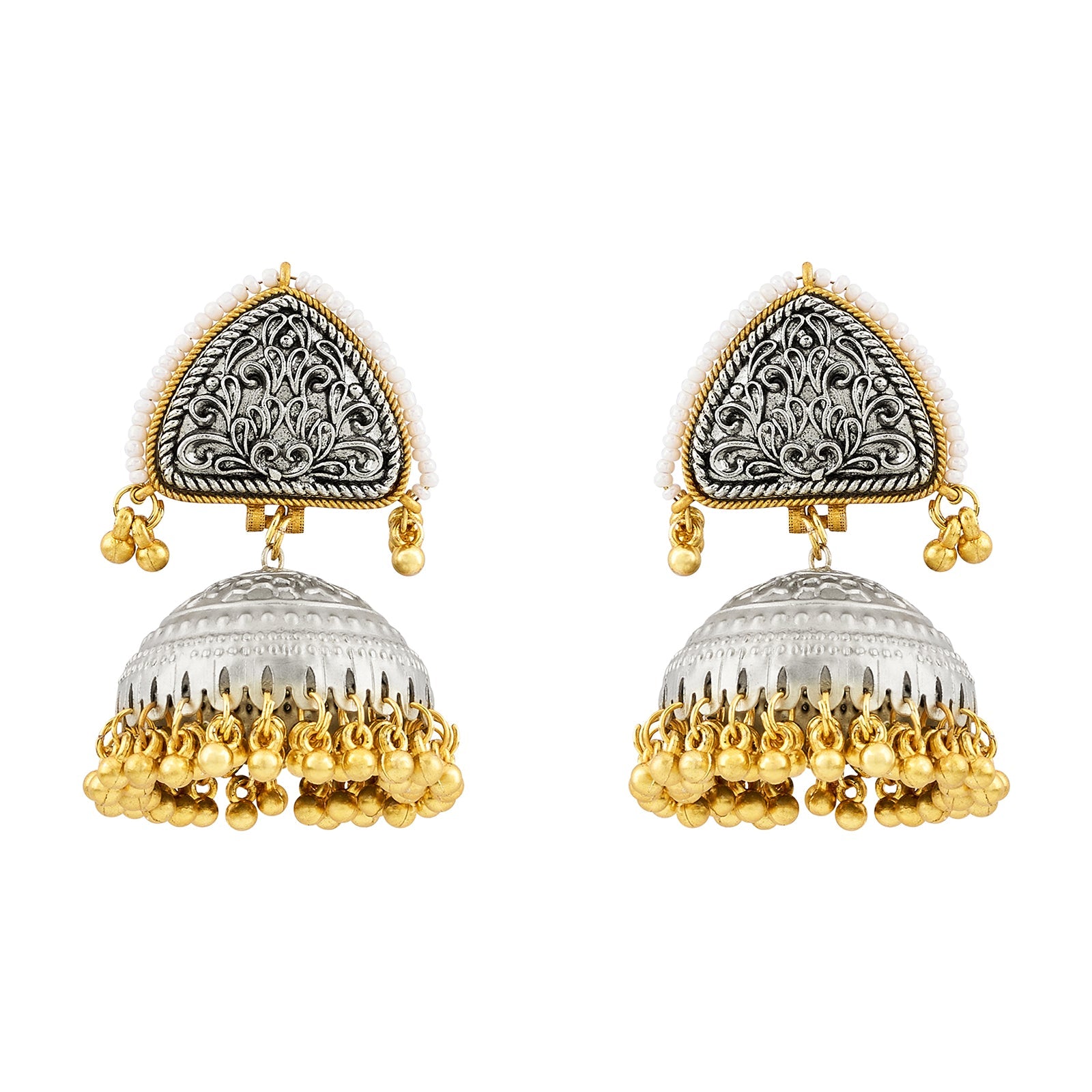 Teejh Noorva Dual Tone  Ghungroo Jhumkas