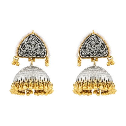 Teejh Noorva Dual Tone  Ghungroo Jhumkas