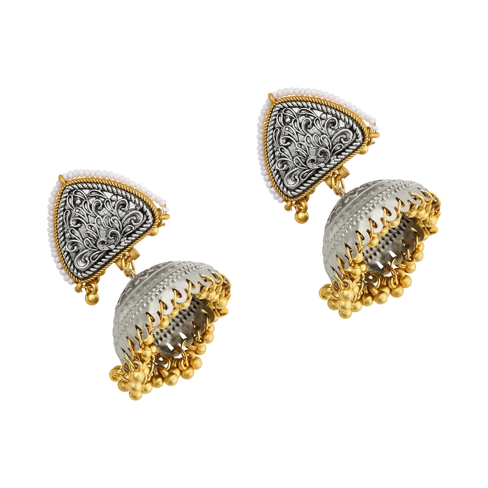 Teejh Noorva Dual Tone  Ghungroo Jhumkas