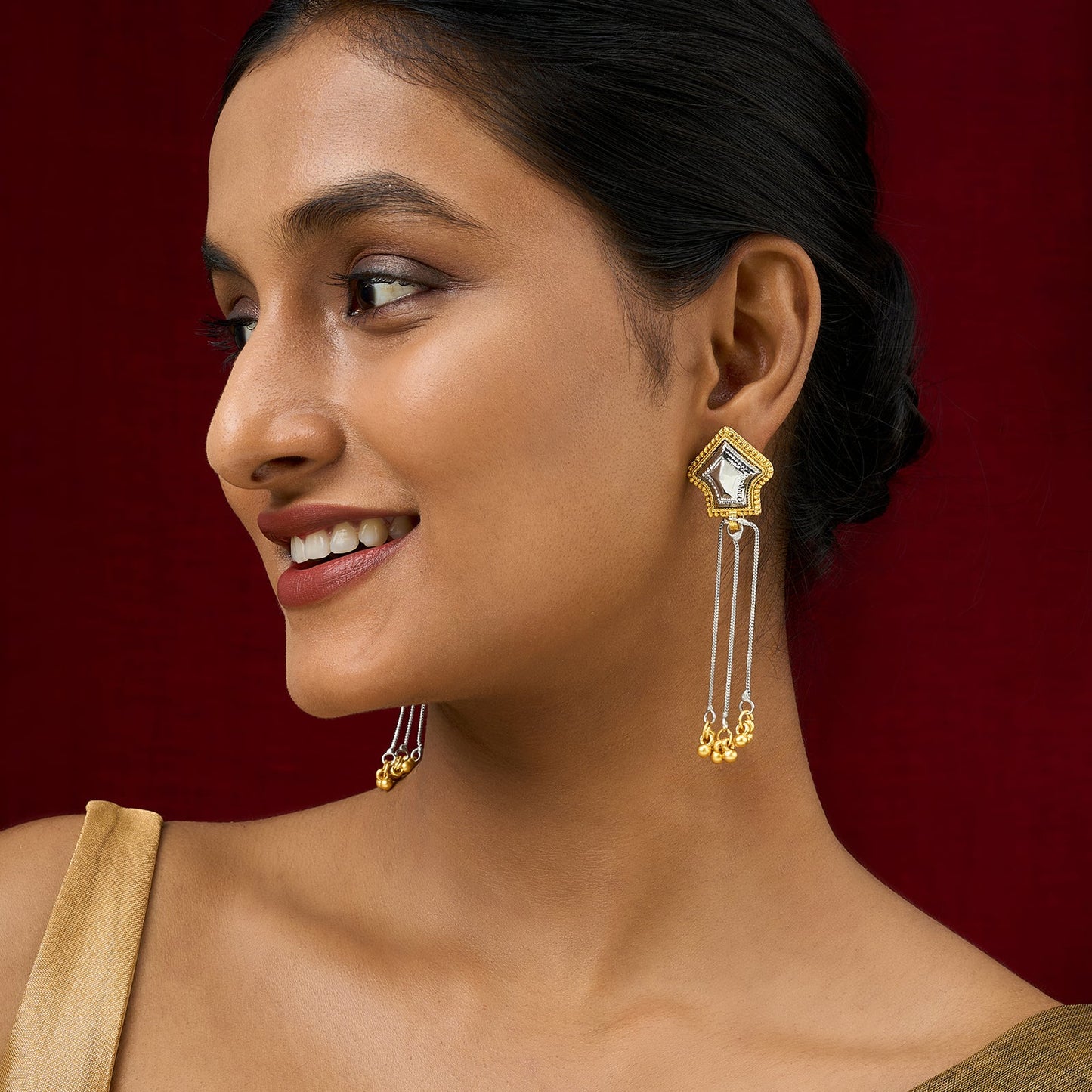 Teejh Riba Dual Tone Ghungroo Danglers