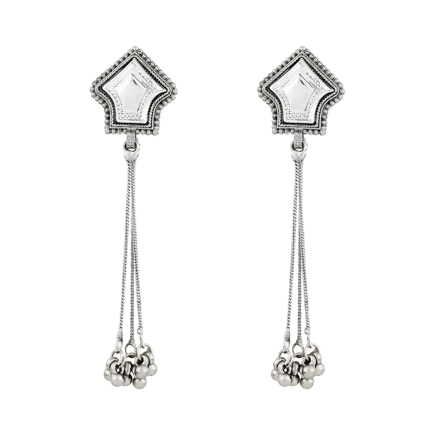 Teejh Riba Silver Ghungroo Danglers