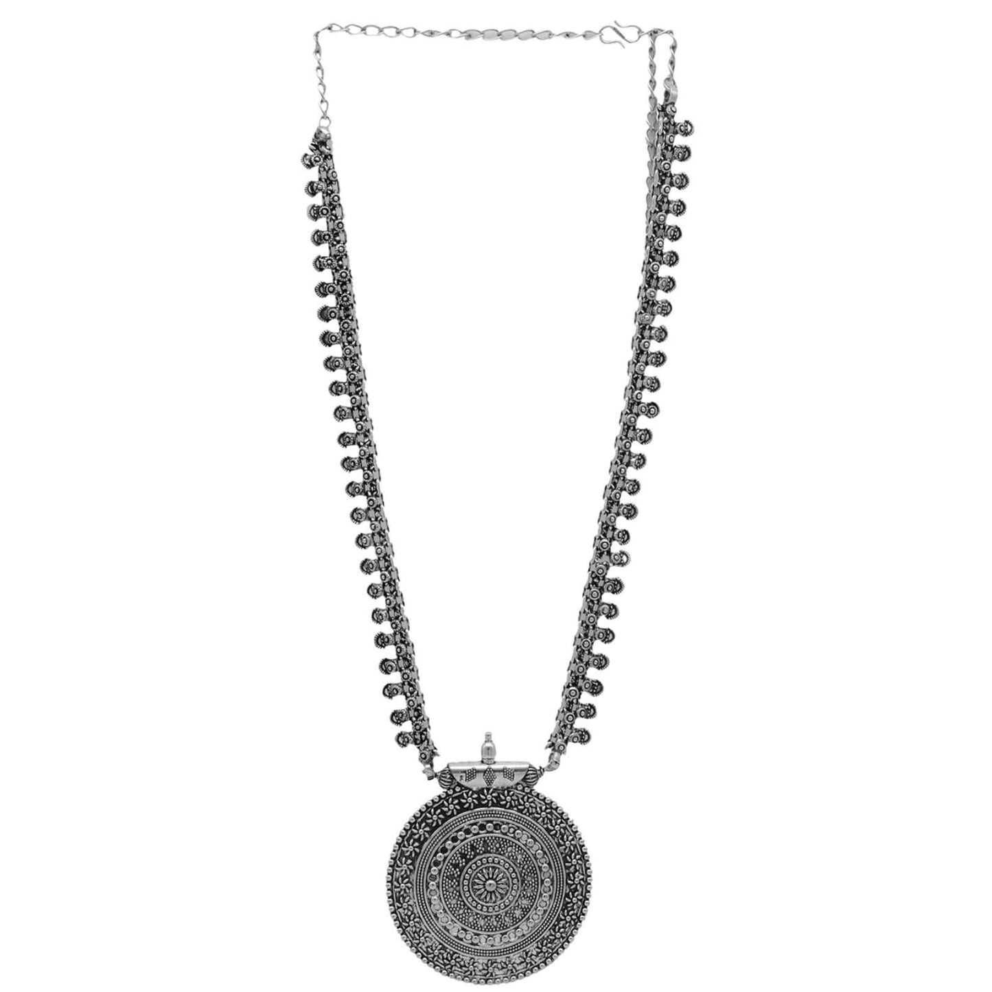 Anika Silver Oxidized Long Necklace - Teejh
