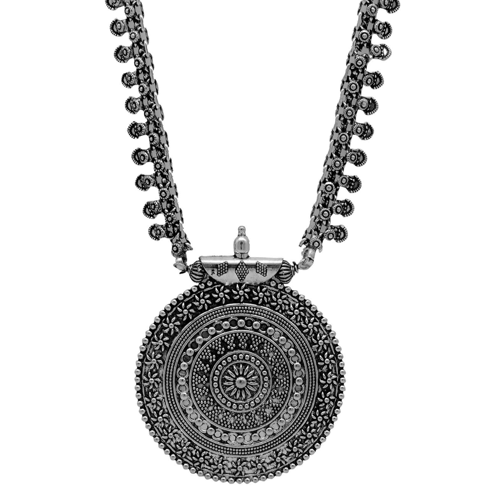 Anika Silver Oxidized Long Necklace - Teejh