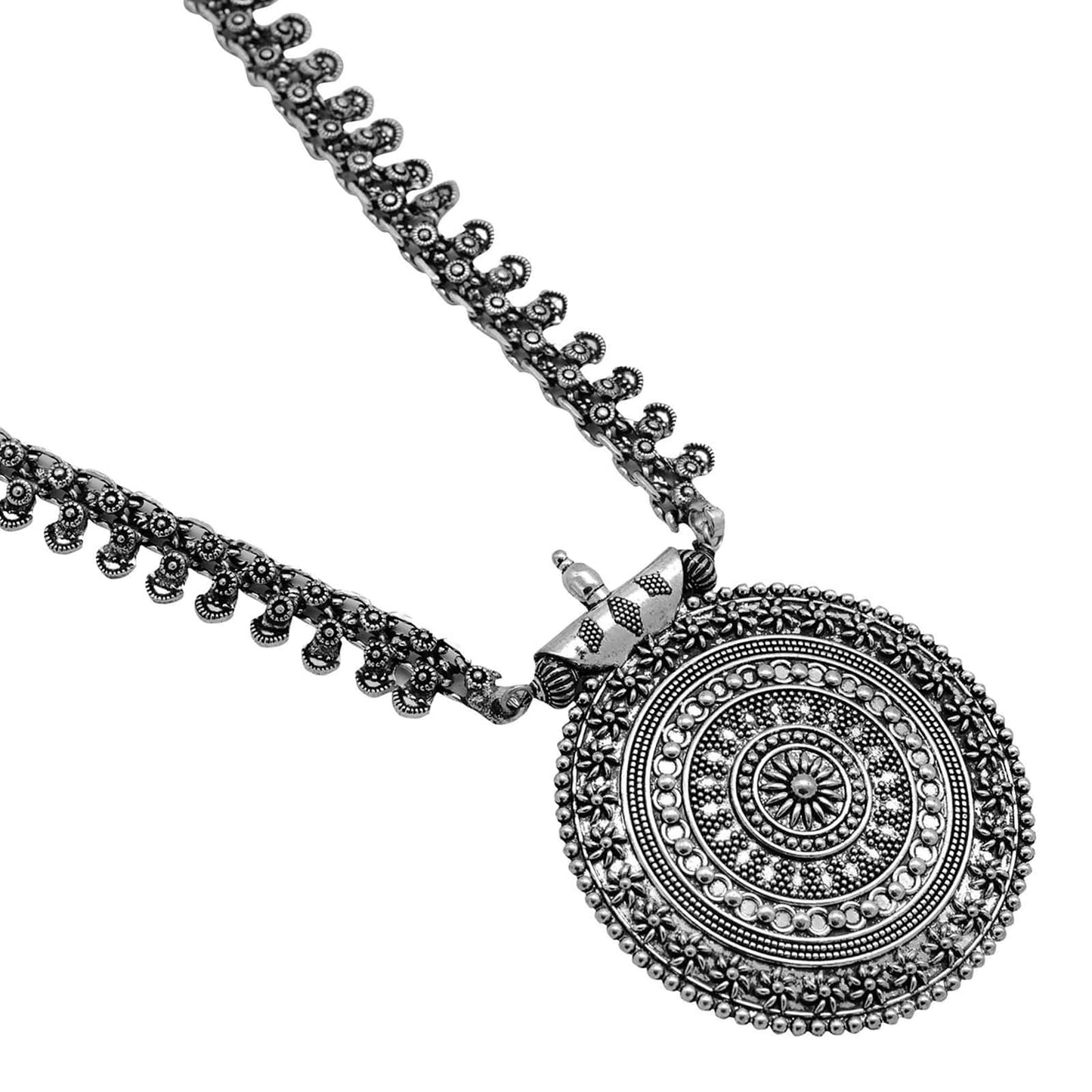 Anika Silver Oxidized Long Necklace - Teejh