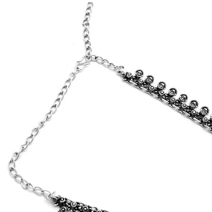 Anika Silver Oxidized Long Necklace - Teejh