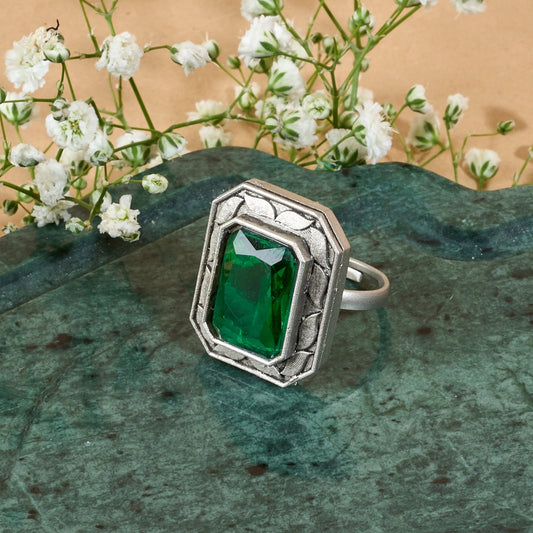 Teejh Ayla silver and Green Stone Ring