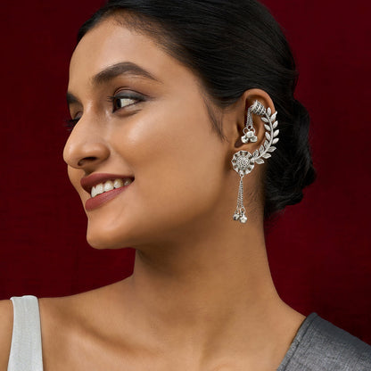 Teejh Riti Silver Ghungroo Earcuffs