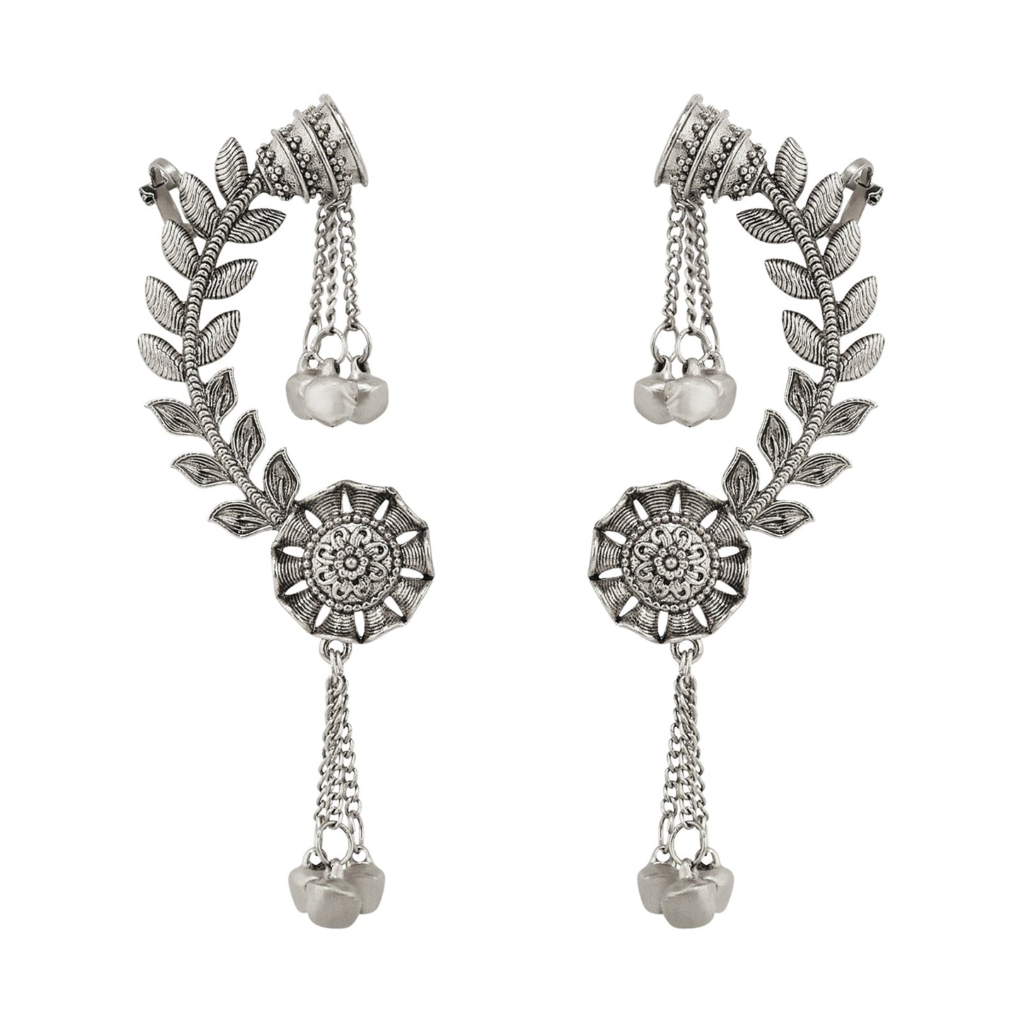 Teejh Riti Silver Ghungroo Earcuffs
