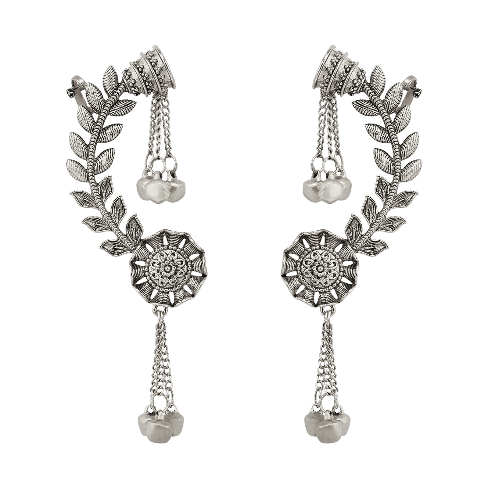Teejh Riti Silver Ghungroo Earcuffs