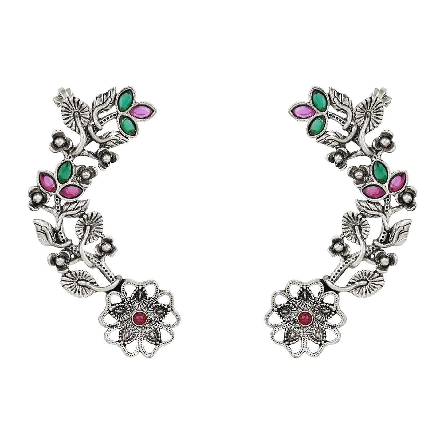 Teejh Phul Silver Stones Earcuffs