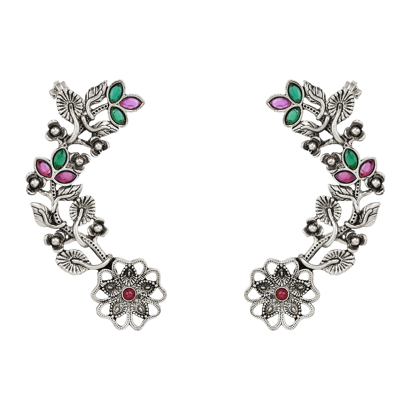 Teejh Phul Silver Stones Earcuffs