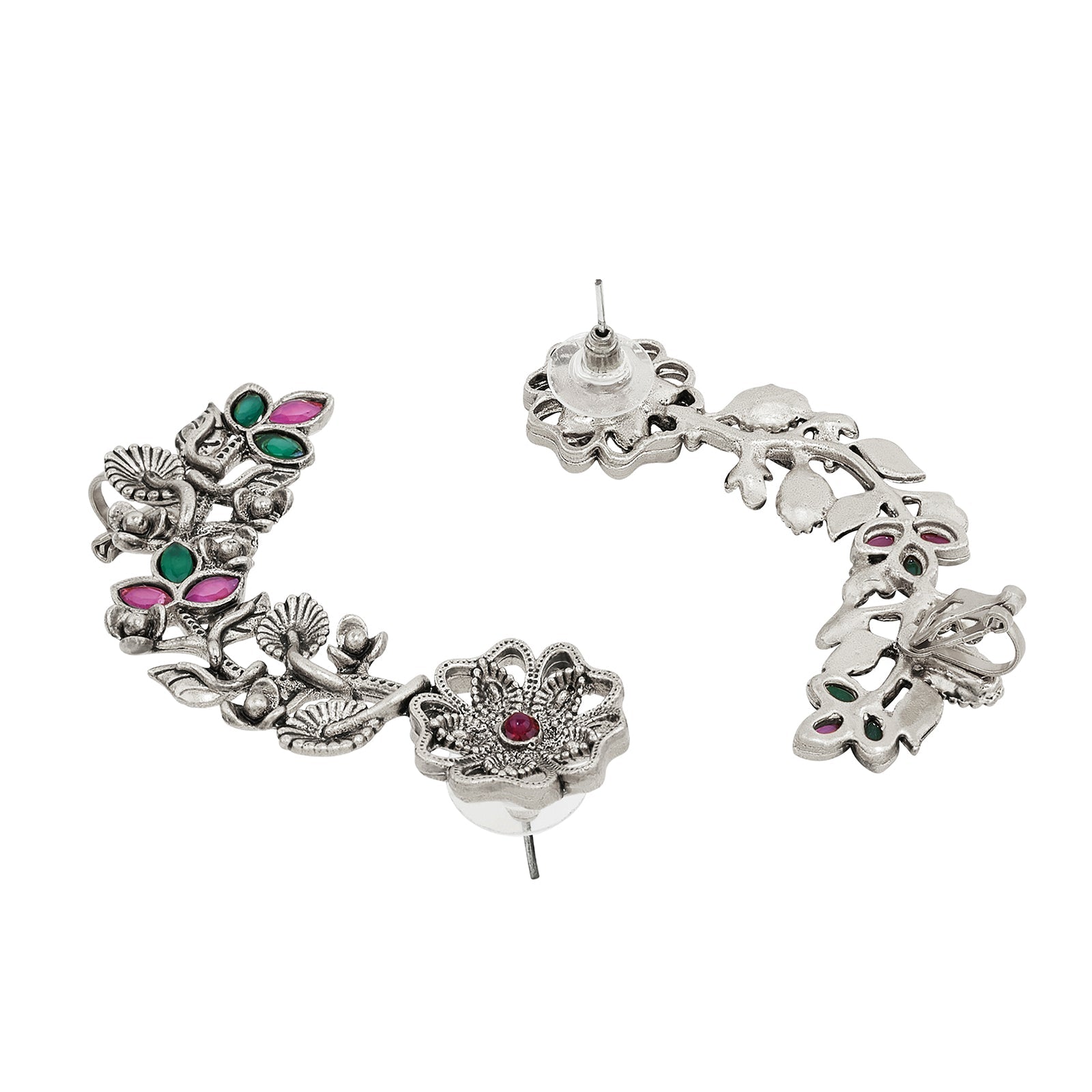 Teejh Phul Silver Stones Earcuffs