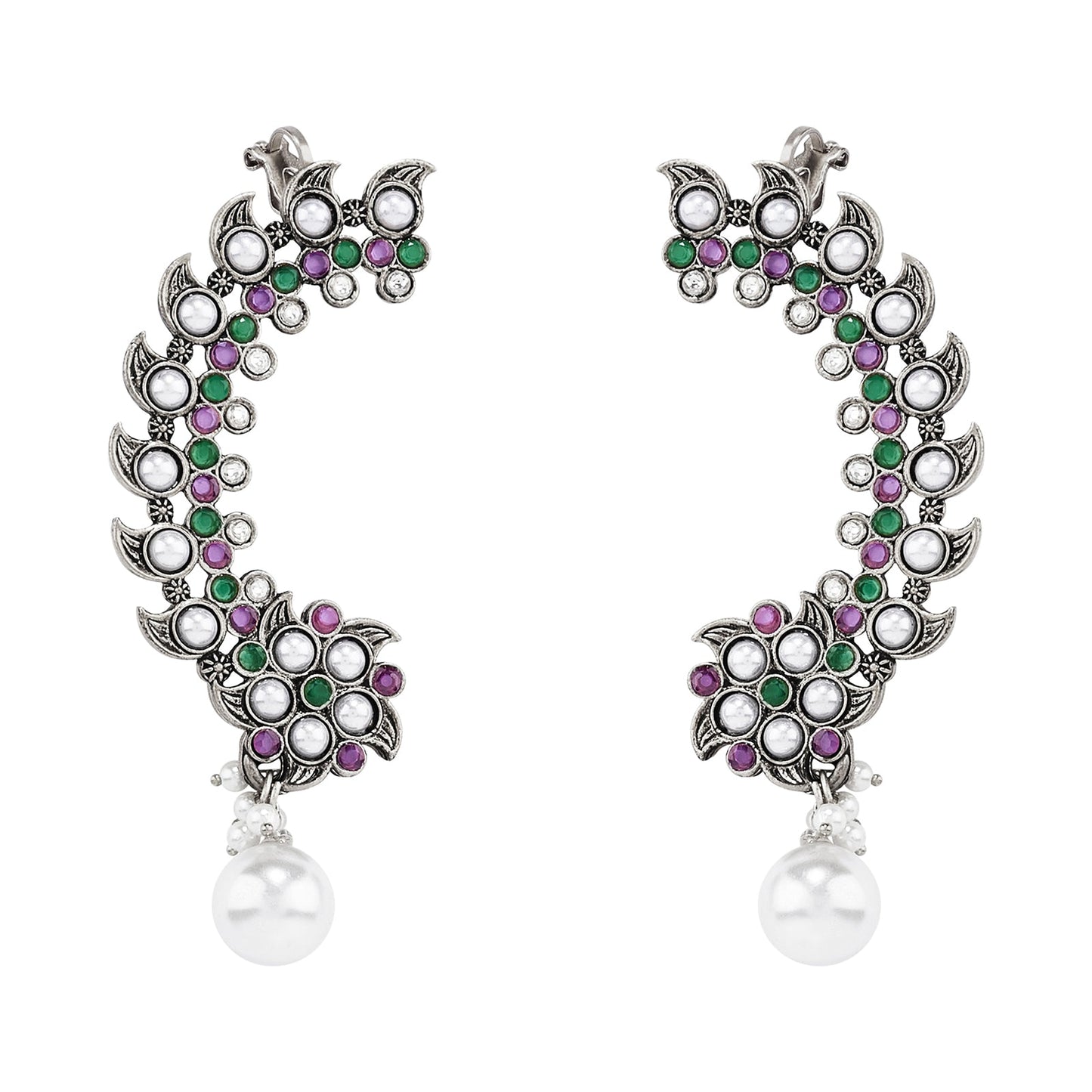 Teejh Zaray Silver Stones and Pearls Earcuffs
