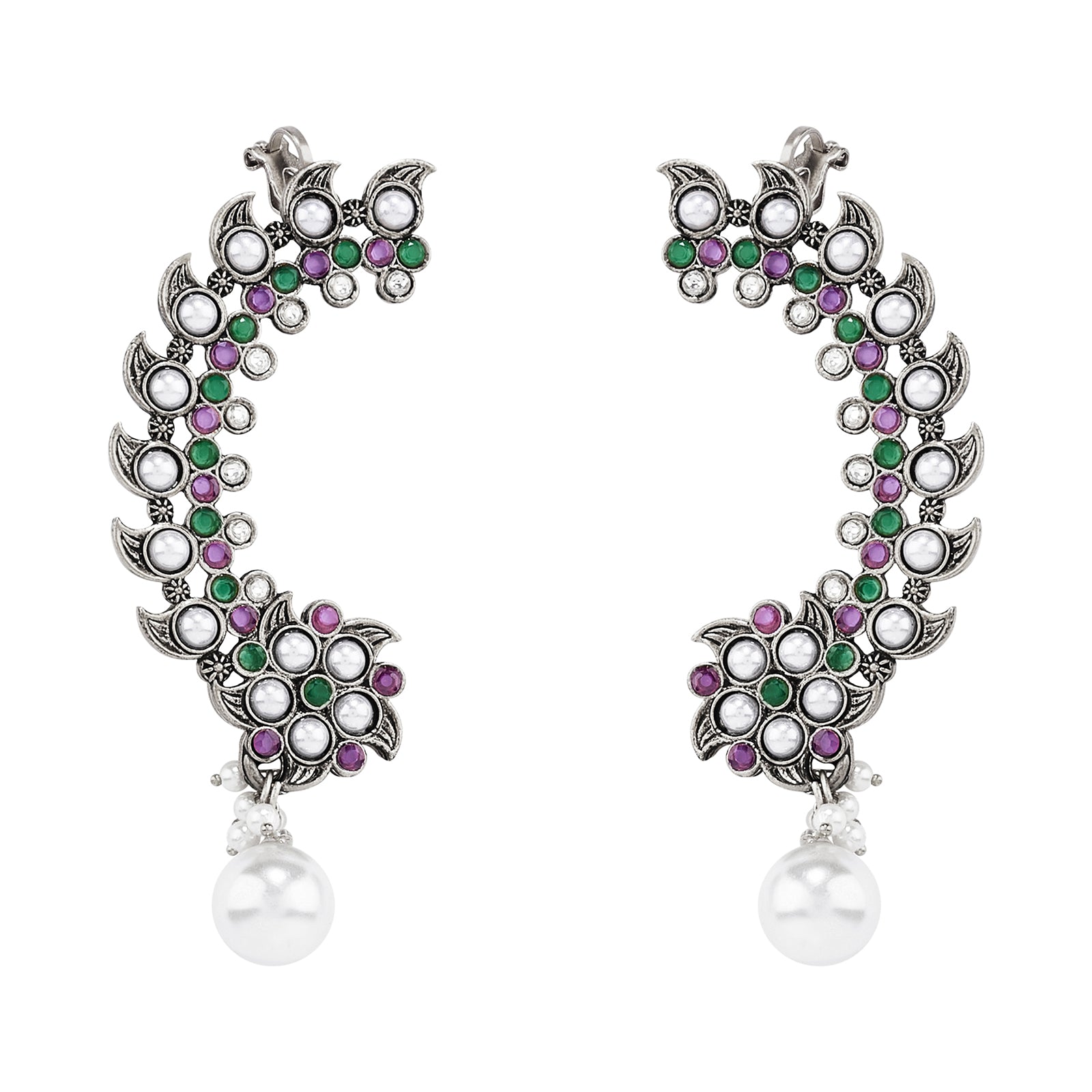 Teejh Zaray Silver Stones and Pearls Earcuffs