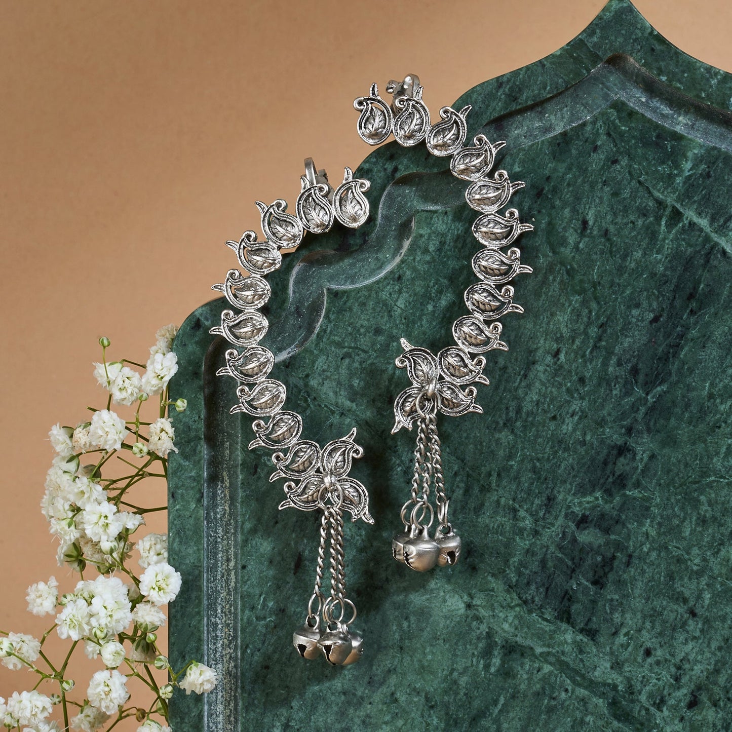 Teejh Shaank Silver Ghungroo Earcuffs