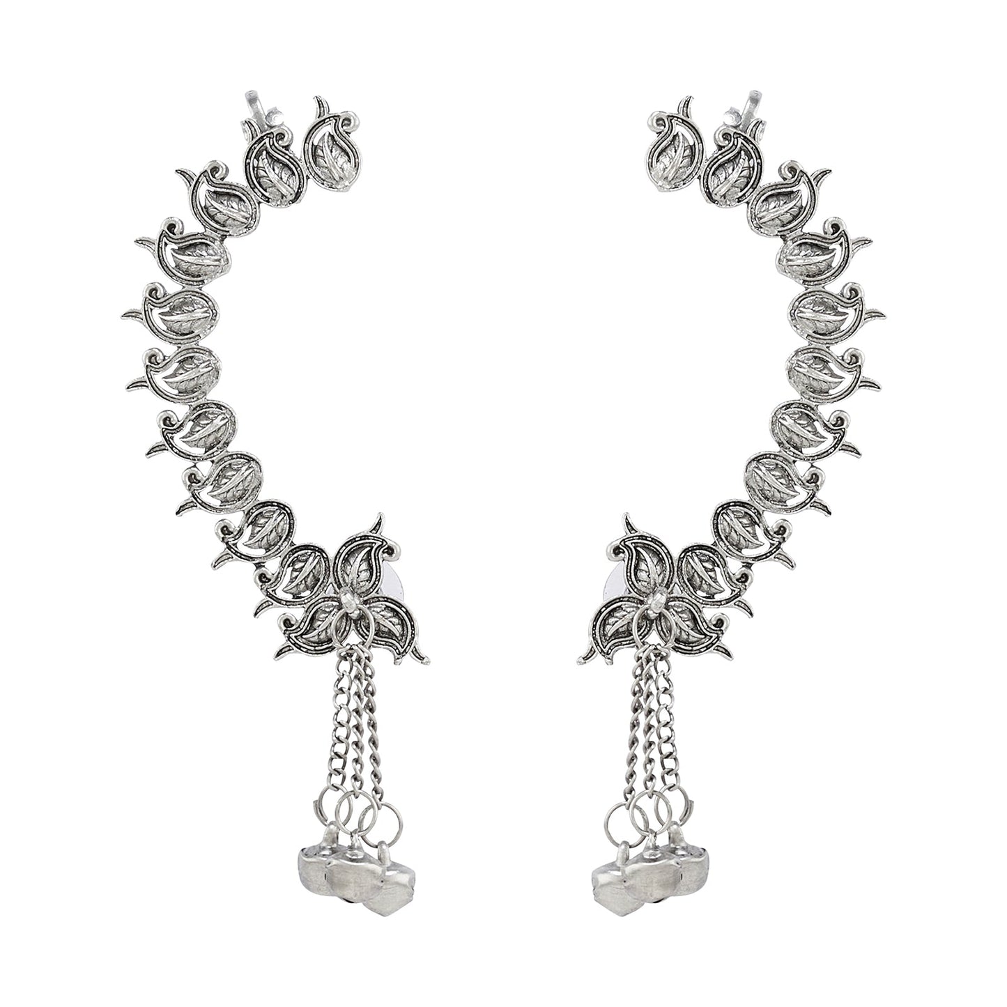 Teejh Shaank Silver Ghungroo Earcuffs