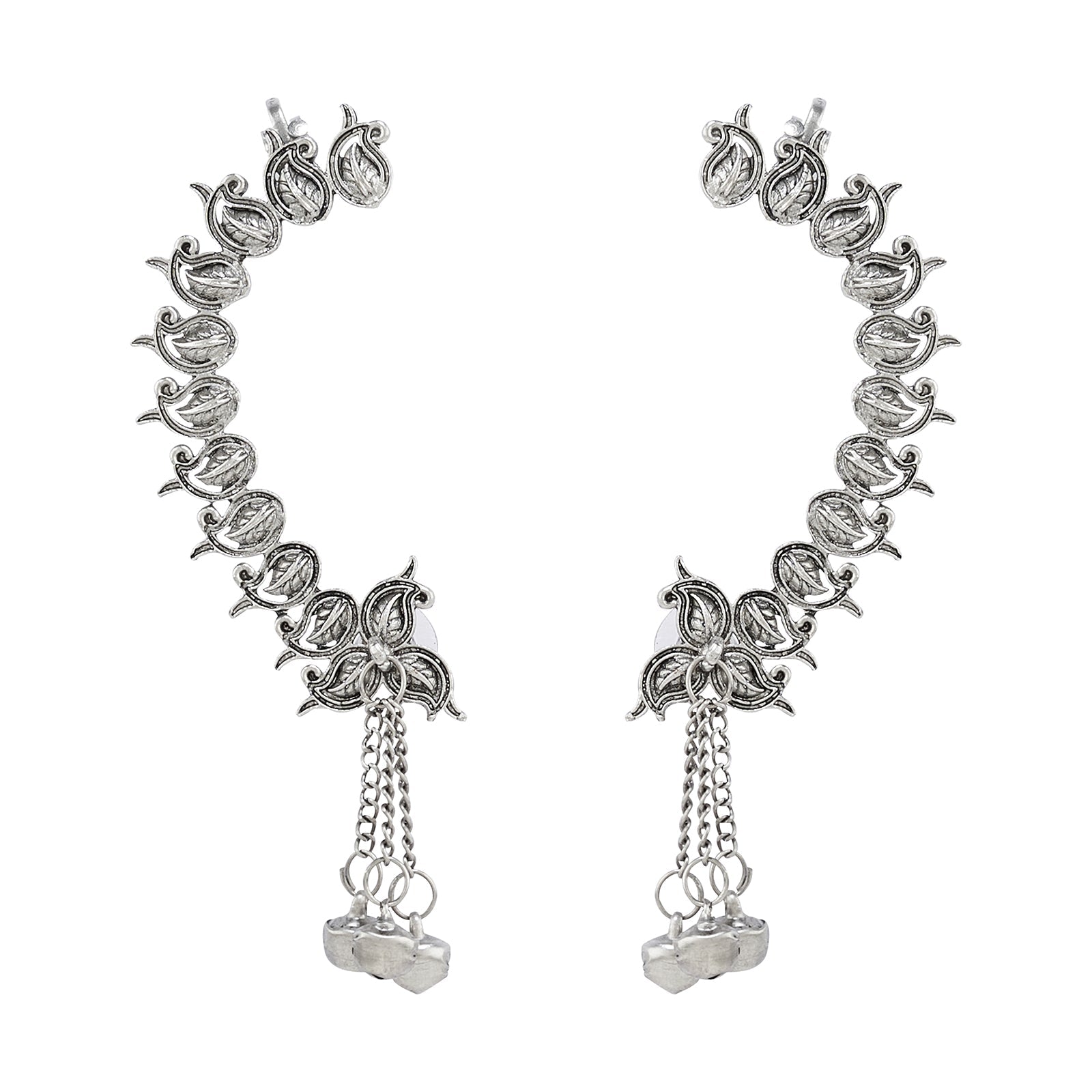 Teejh Shaank Silver Ghungroo Earcuffs