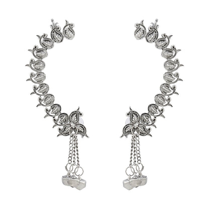 Teejh Shaank Silver Ghungroo Earcuffs