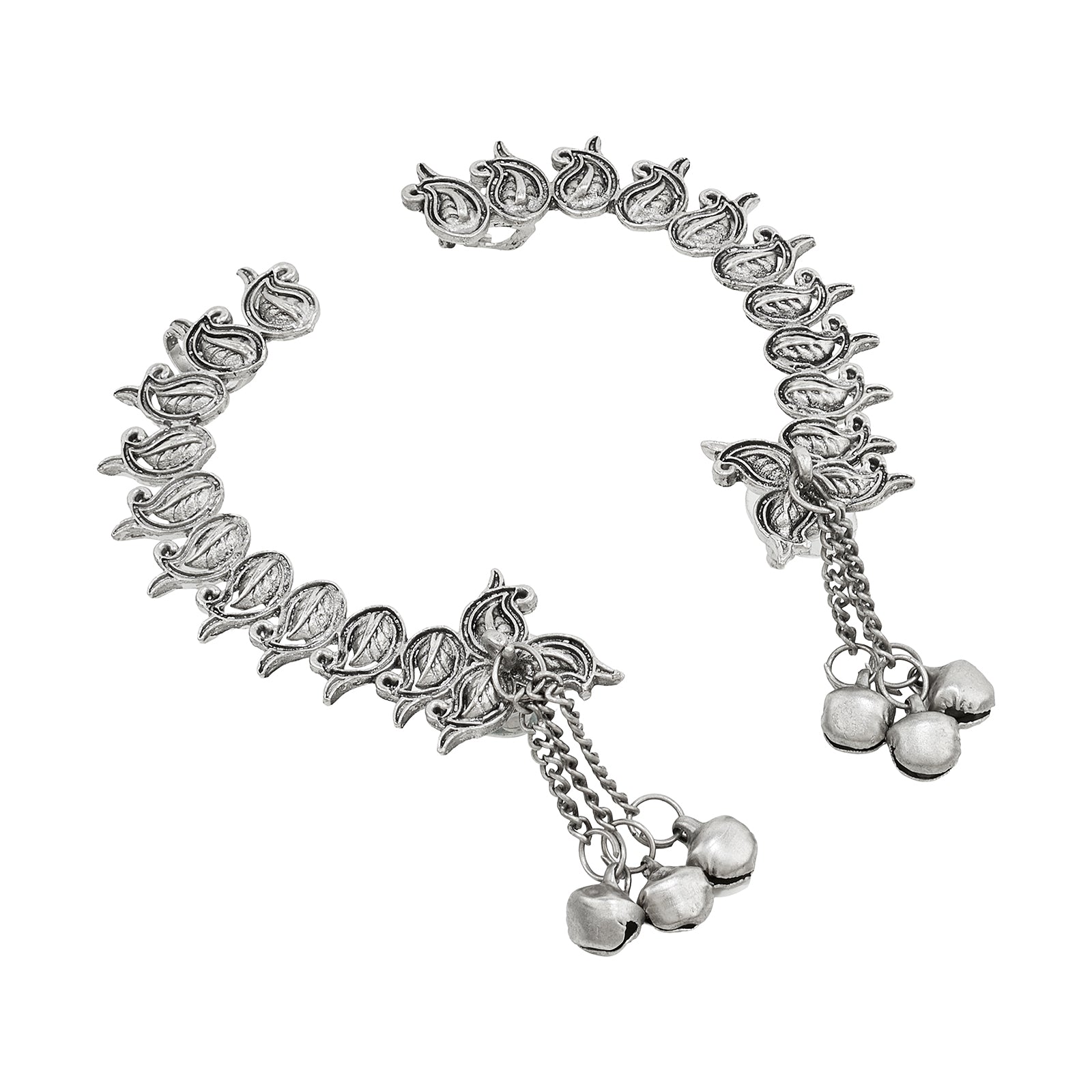 Teejh Shaank Silver Ghungroo Earcuffs