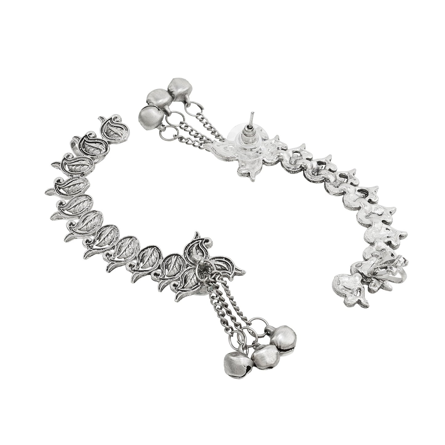 Teejh Shaank Silver Ghungroo Earcuffs