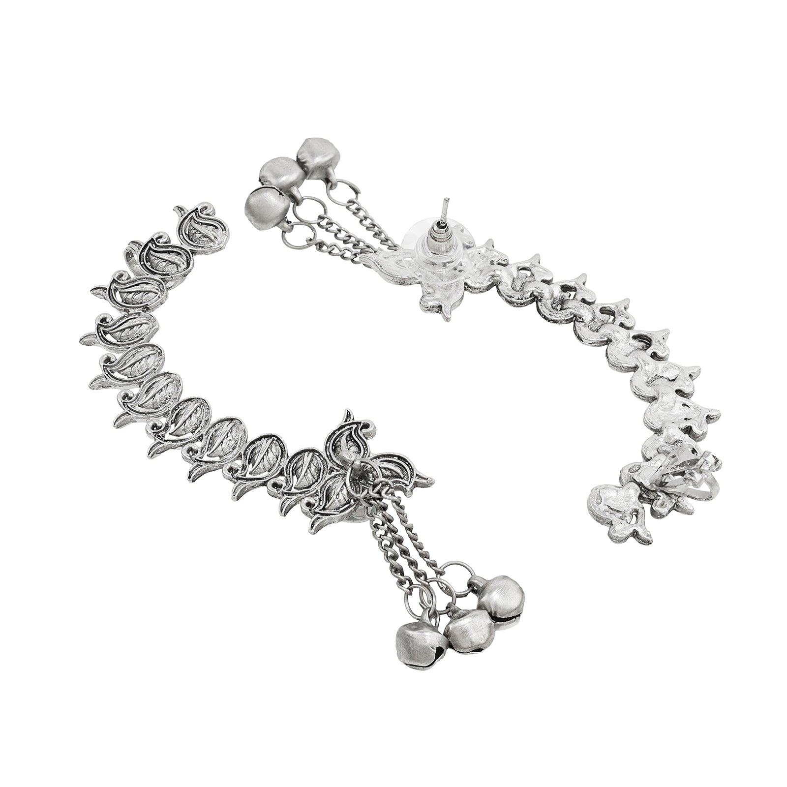 Teejh Shaank Silver Ghungroo Earcuffs