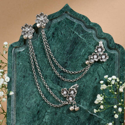 Teejh Leha Silver Ghungroo Earcuffs