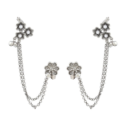 Teejh Leha Silver Ghungroo Earcuffs