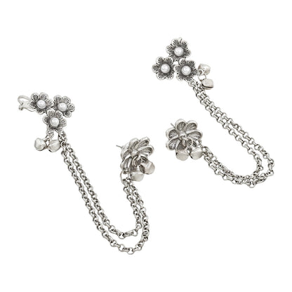 Teejh Leha Silver Ghungroo Earcuffs