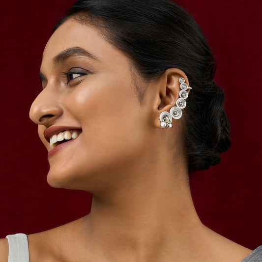 Teejh Chakra Silver Ghungroo Earcuffs