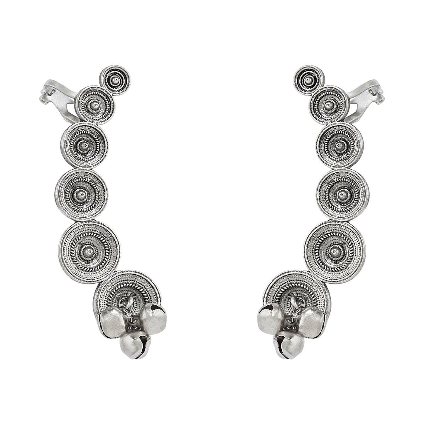 Teejh Chakra Silver Ghungroo Earcuffs
