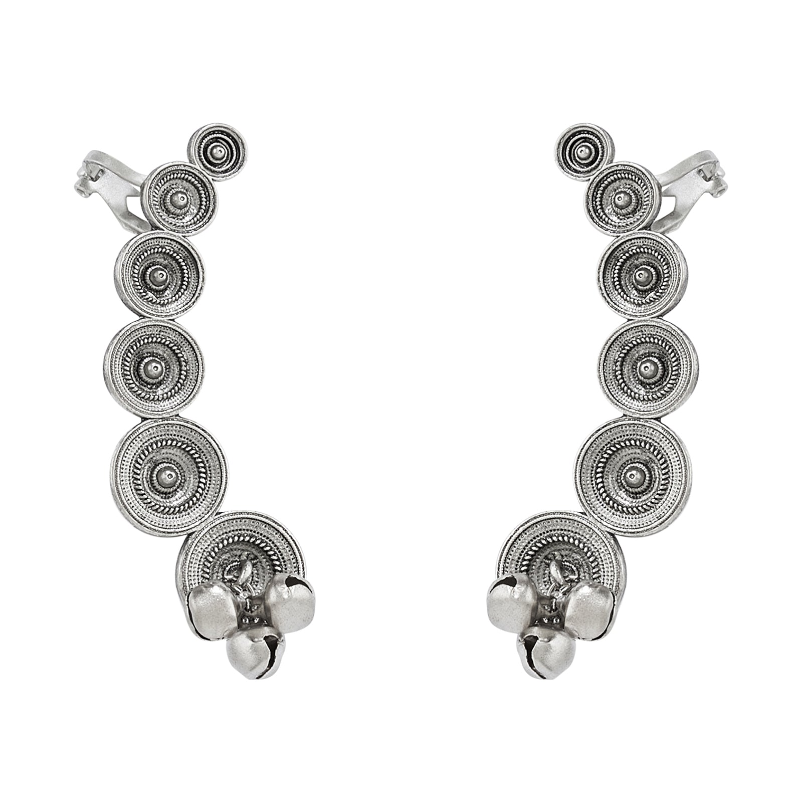 Teejh Chakra Silver Ghungroo Earcuffs