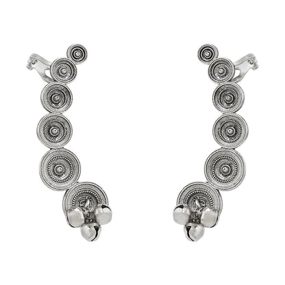 Teejh Chakra Silver Ghungroo Earcuffs