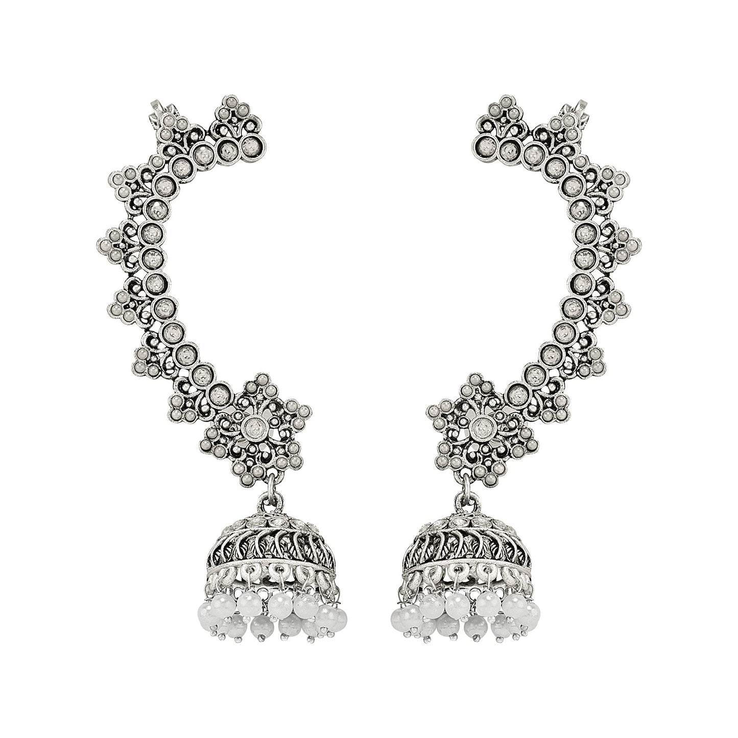 Teejh Leh Silver Ghungroo Earcuffs