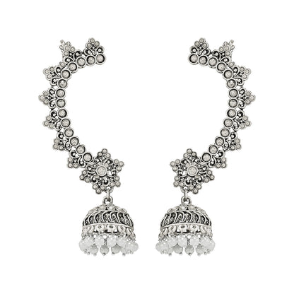 Teejh Leh Silver Ghungroo Earcuffs