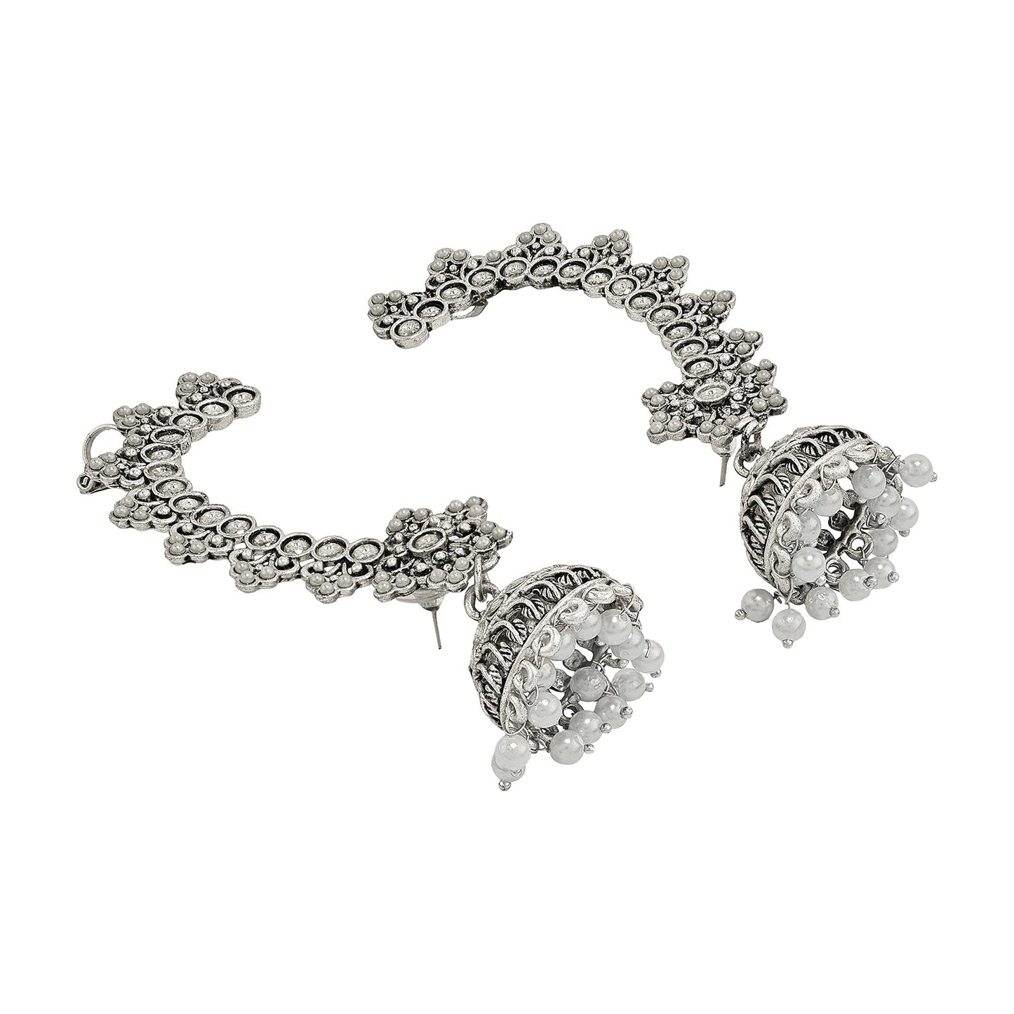 Teejh Leh Silver Ghungroo Earcuffs
