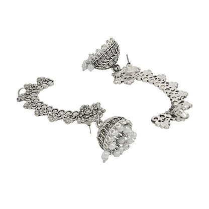 Teejh Leh Silver Ghungroo Earcuffs
