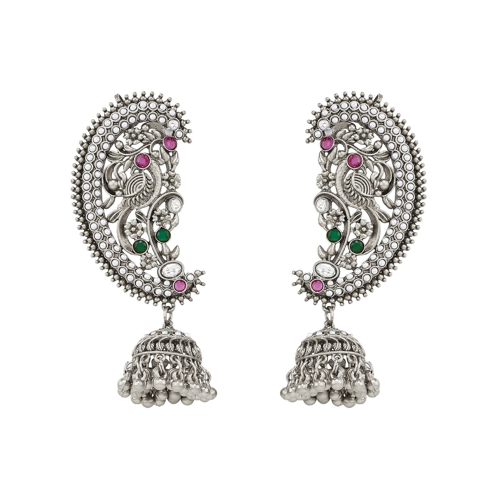 Teejh Kanthika Silver Stones Earcuffs