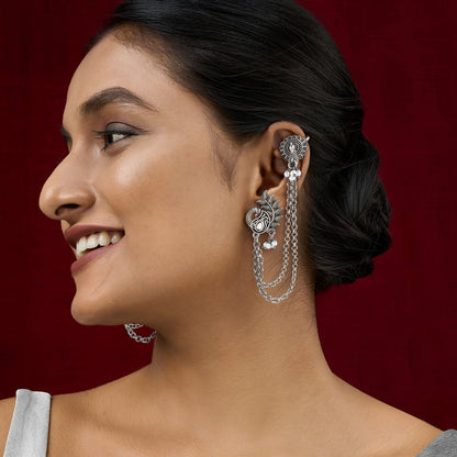 Teejh Keri Silver Oxidised Earcuffs