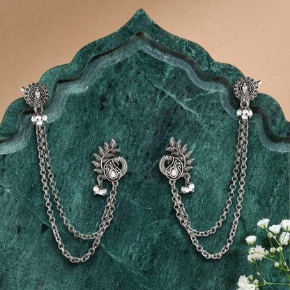 Teejh Keri Silver Oxidised Earcuffs