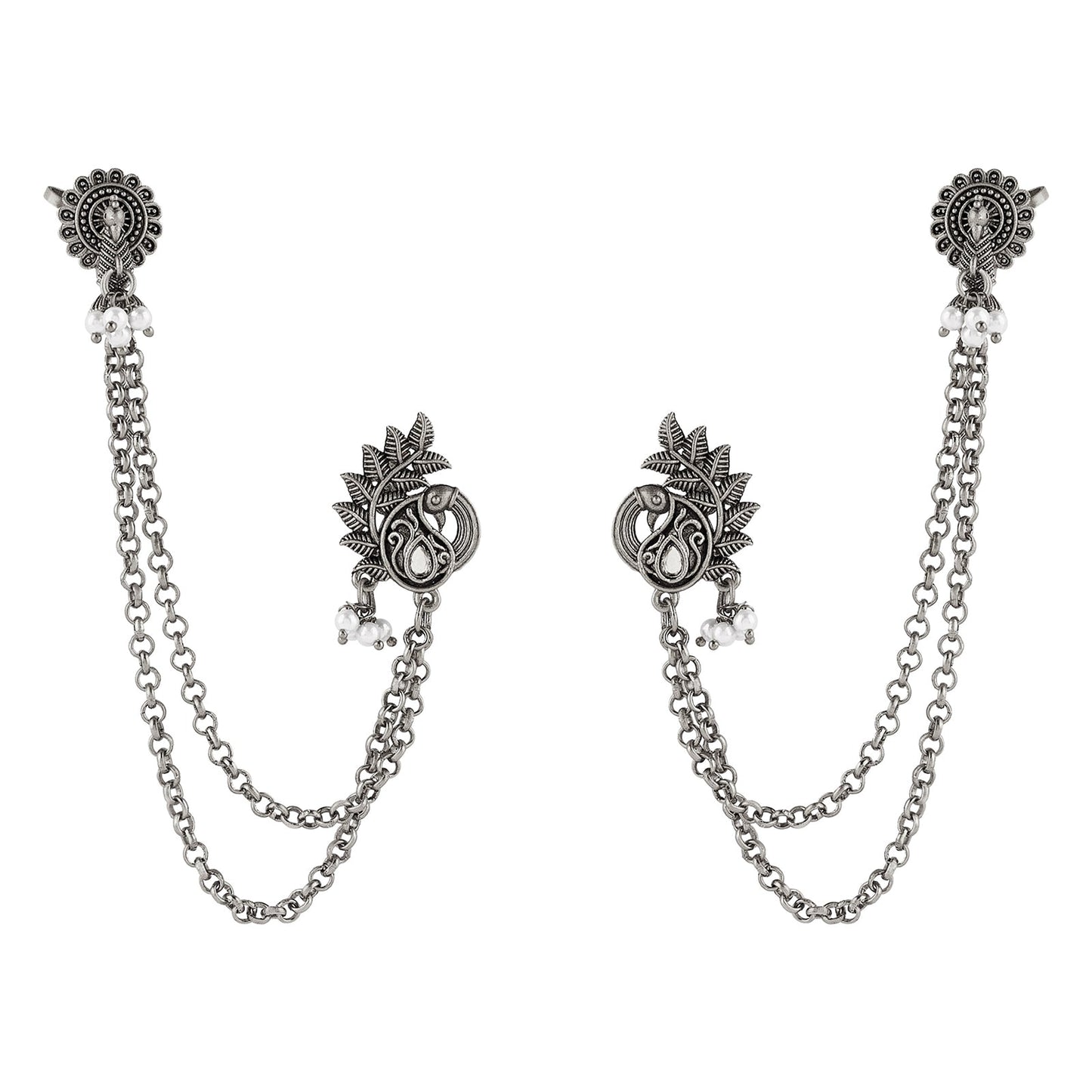 Teejh Keri Silver Oxidised Earcuffs
