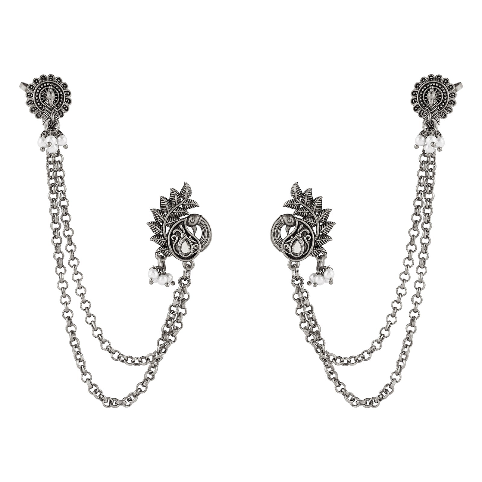 Teejh Keri Silver Oxidised Earcuffs