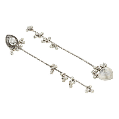 Teejh Begh Silver and White Ghungroo Danglers
