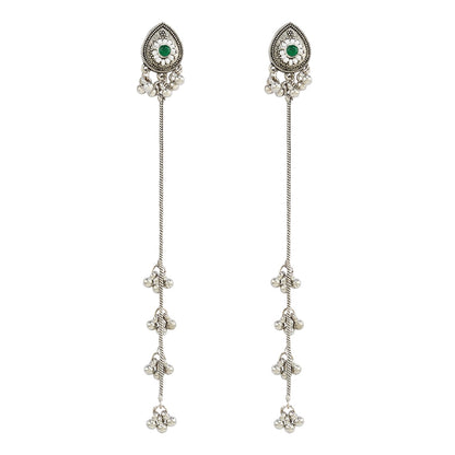 Teejh Begh Silver and Silver Ghungroo Danglers