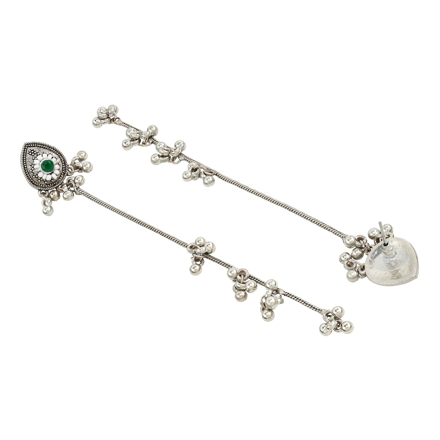 Teejh Begh Silver and Silver Ghungroo Danglers