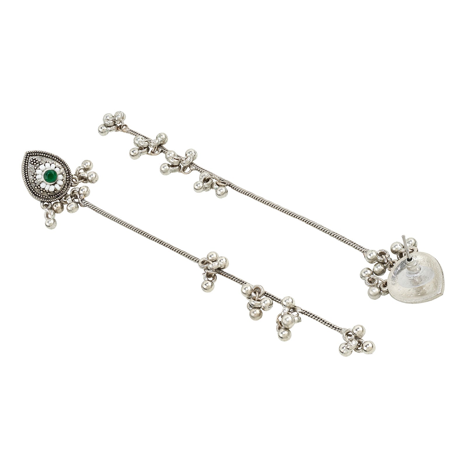 Teejh Begh Silver and Silver Ghungroo Danglers