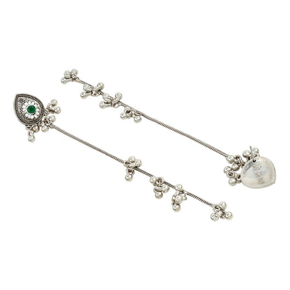 Teejh Begh Silver and Silver Ghungroo Danglers
